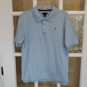 Tommy Hilfiger Light Blue Polo Shirt Size: L (16-18)